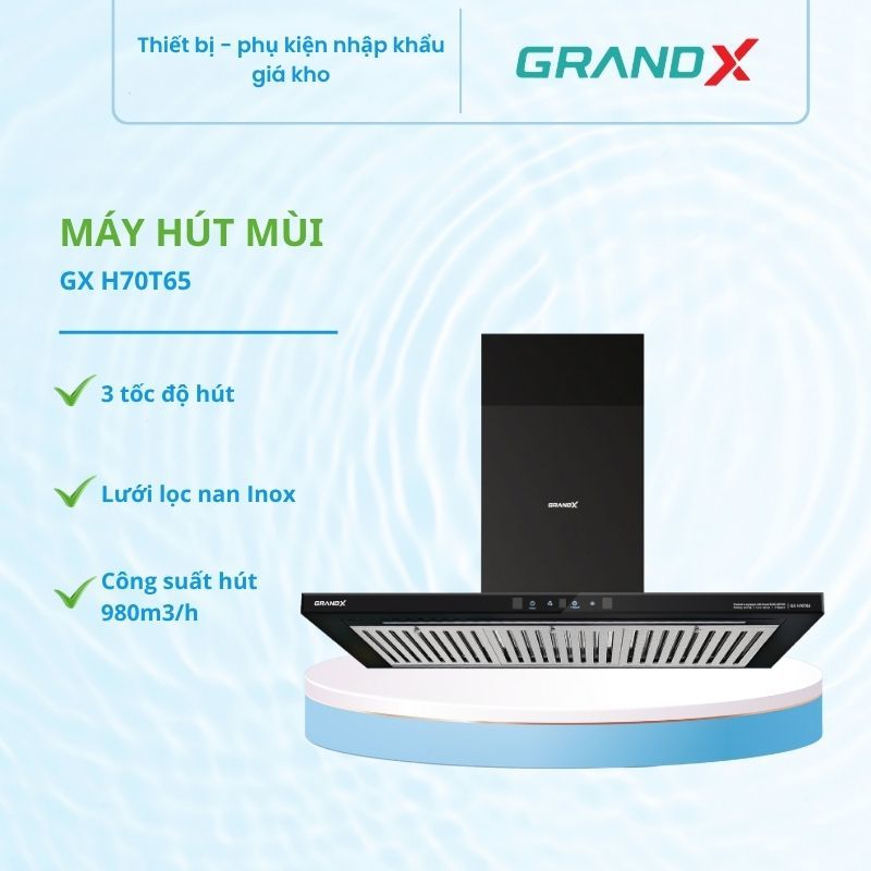 Hút Mùi GrandX GX H70T65 – Áp Tường Inox, Công Suất 850 m³/h