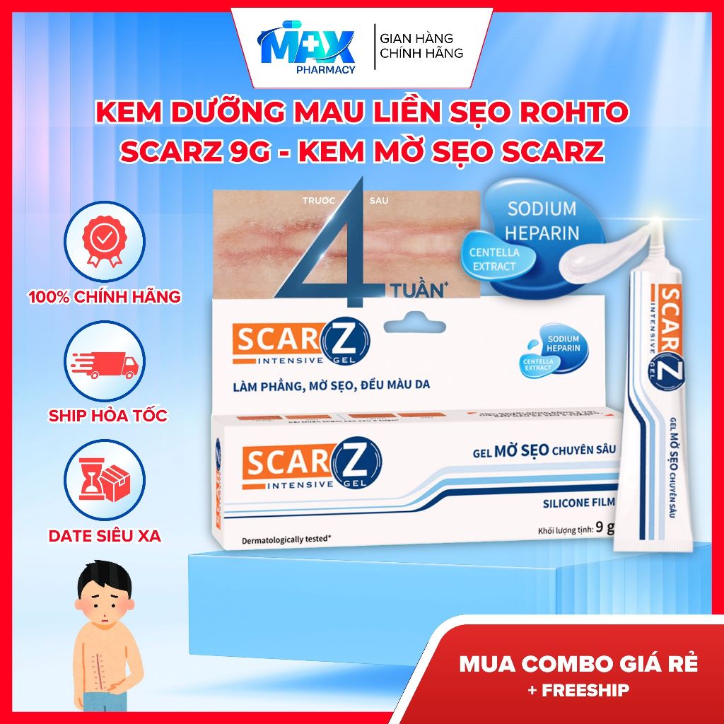 Kem Dưỡng Mau Liền Sẹo Rohto SCARZ 9g - Kem mờ sẹo scarz