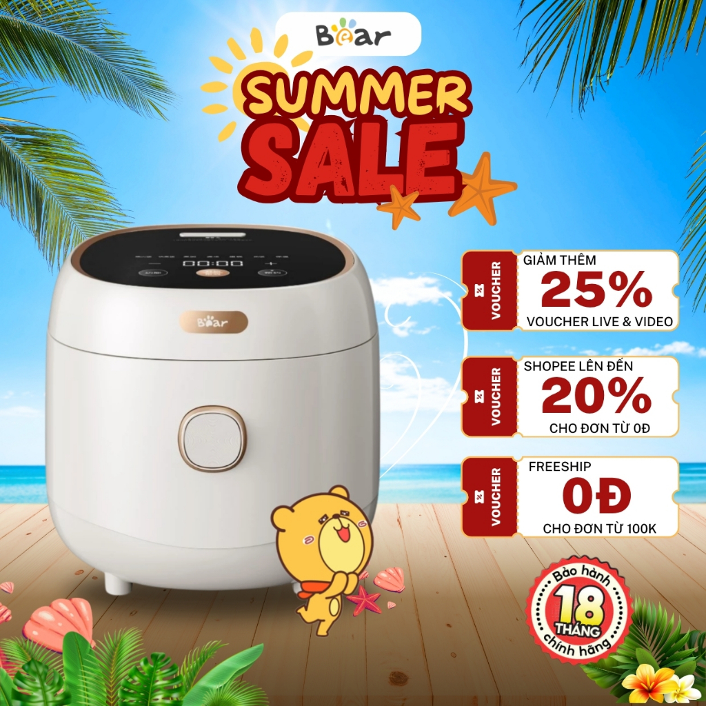 Nồi cơm điện 4L Kèm Lồng Hấp Bear RC-4H40E (DFB-C40K6), Lòng nồi 5 lớp giữ ấm, Hẹn giờ, BH 18 Tháng