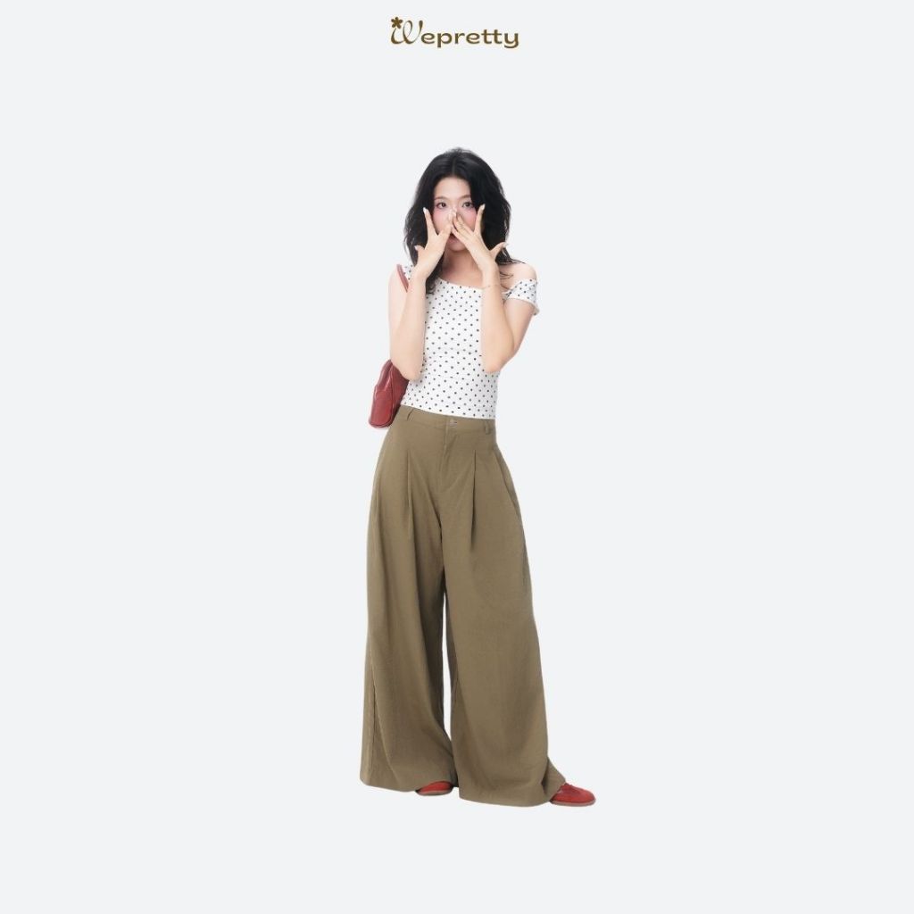 Q13 WONDER PANTS Quần Ống Rộng Wepretty Clothes Vải Dù Lạnh Nữ Trendy Thời Trang Công Sở | BigBuy360 - bigbuy360.vn