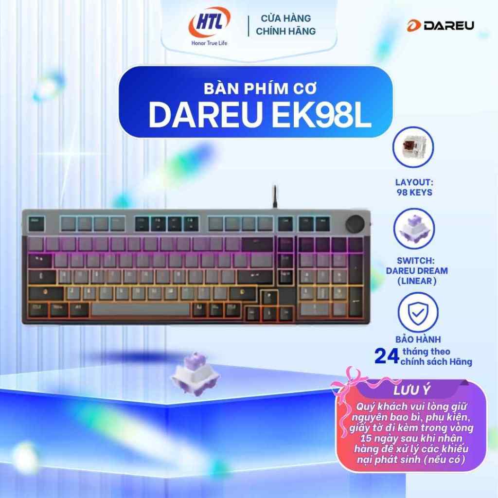 Bàn phím cơ DareU EK98L Grey Black Dream switch