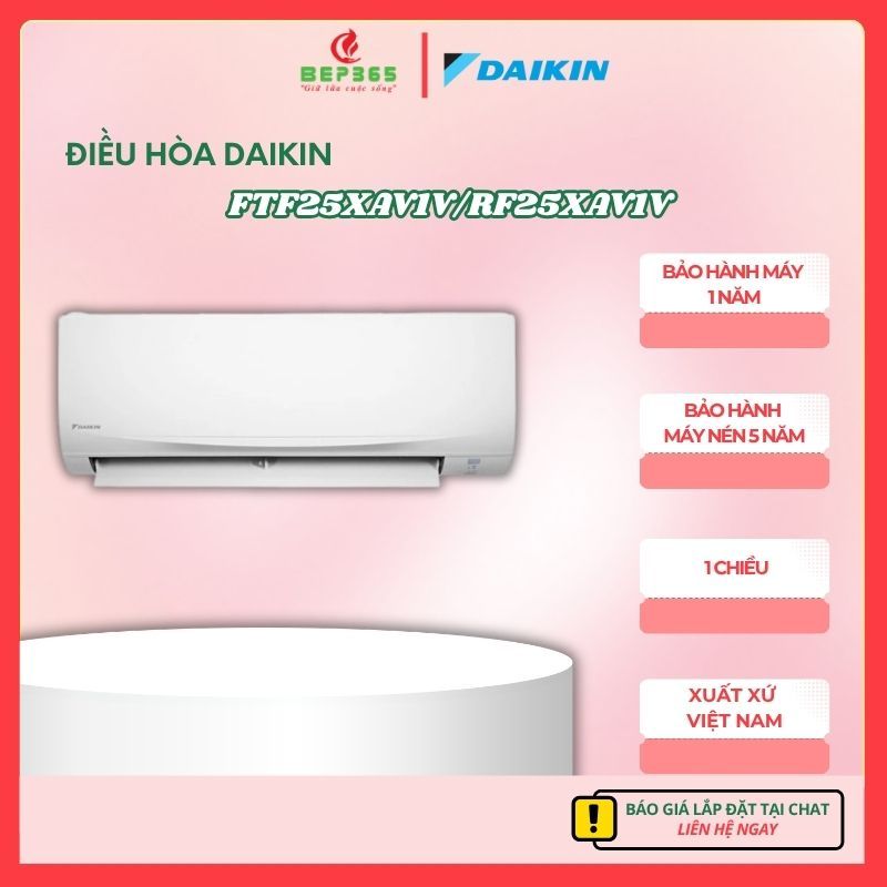 Điều hòa 1 chiều Daikin FTF25XAV1V/RF25XAV1V – Làm lạnh nhanh – Tiết kiệm năng lượng – Chính hãng