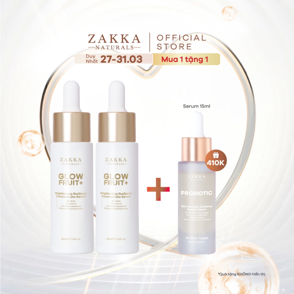 Combo 2 Serum Vitamin C Zakka Naturals GlowFruit+ Brightening Radiance Concentrate 20ml