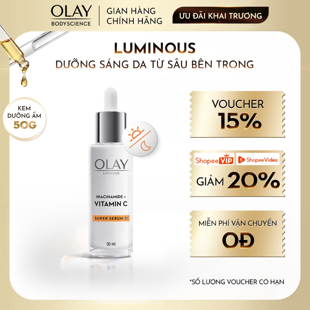 [OLAY] Super Serum OLAY Luminous Niacinamide & Vitamin C Giúp Mờ Vết Thâm, Đốm Nâu, Dưỡng Sáng Da 30