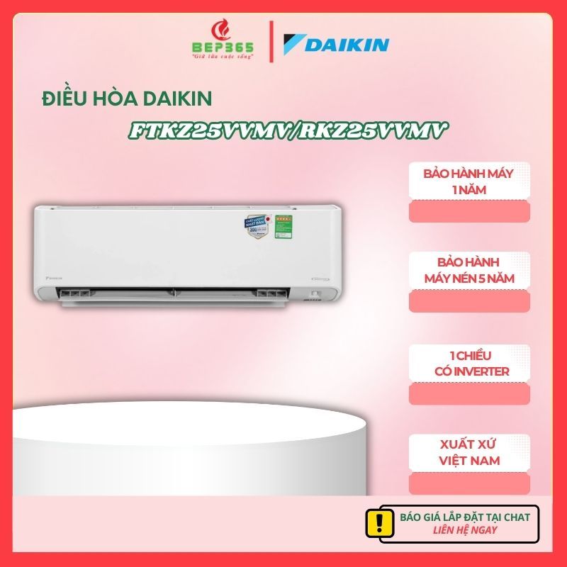Máy lạnh Daikin DK FTKZ25VVMV/RKZ25VVMV – Streamer Khử Khuẩn – Công nghệ Làm lạnh Powerful