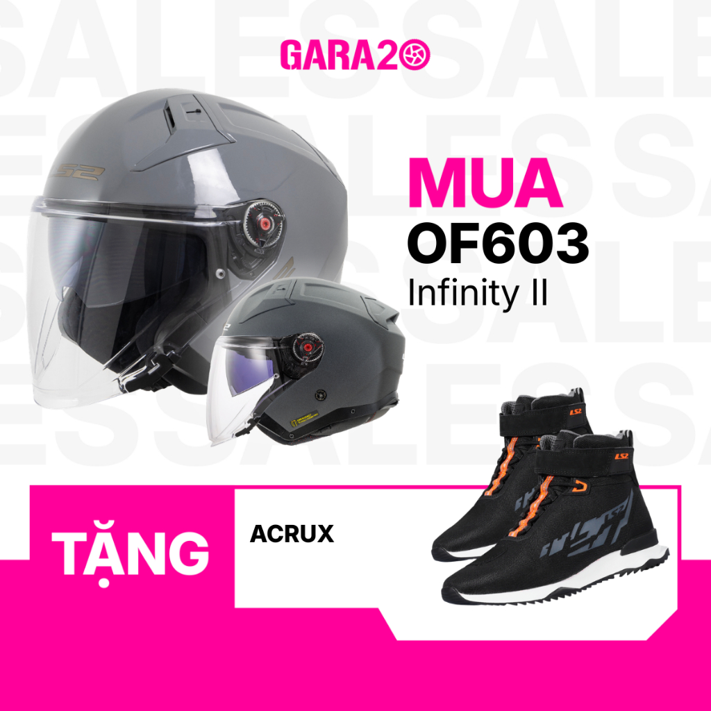 [MUA 1 TẶNG 1] Mũ Bảo Hiểm 3/4 LS2 OF603 Infinity II Sợi Thuỷ Tinh Hai Kính Chuẩn ECE22.06 Đi Mô Tô 
