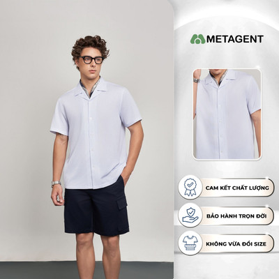 Áo sơ mi Regular Cotton Poly tay ngắn nam Metagent MS 16E4172