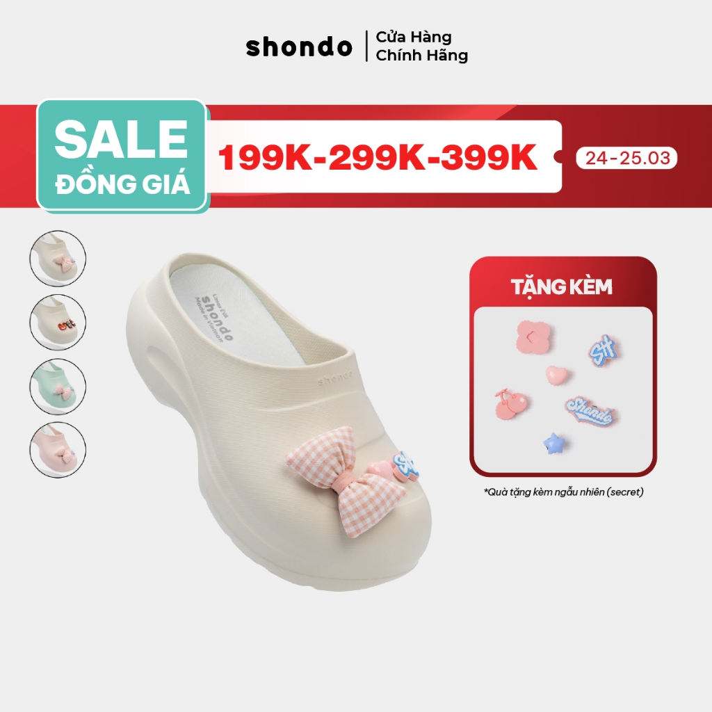 Giày Clog Nữ Mule Chic Shondo Đế Cao 6cm Thoáng Nhẹ Nhiều Màu