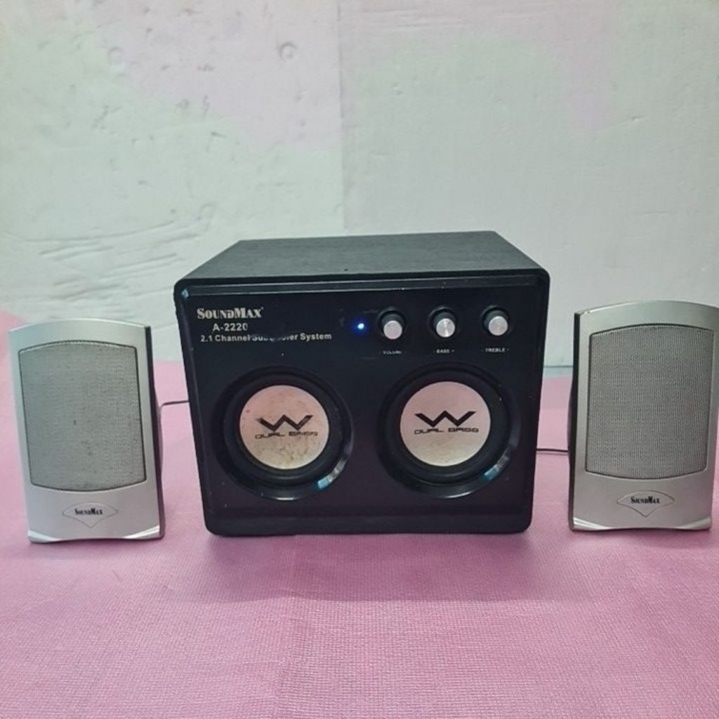 BỘ LOA VI TÍNH 2.1 SOUNDMAX, model: A-2220, ĐÃ GẮN BLYETOOTH 5.0, vỏ sơn lại , hàng đã qua sử dụng