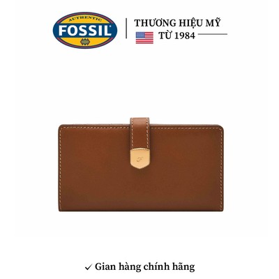 Ví da nữ Fossil LENNOX SL10036200, dáng dài, da thật màu nâu, 12 ngăn đựng thẻ,