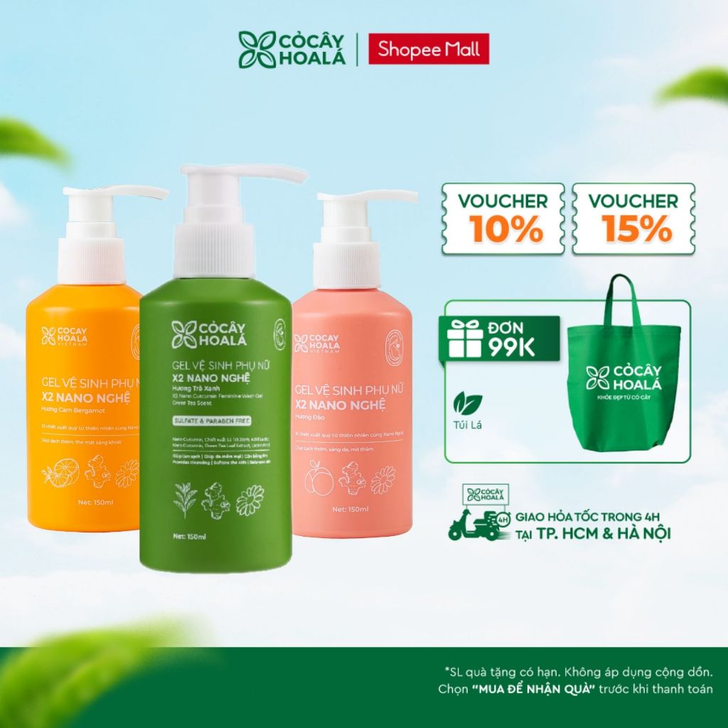 [HỎA TỐC] Dung Dịch Vệ Sinh Cỏ Cây Hoa Lá Gel x2 Nano Nghệ Làm Sạch 150ml Cho Mẹ Bầu