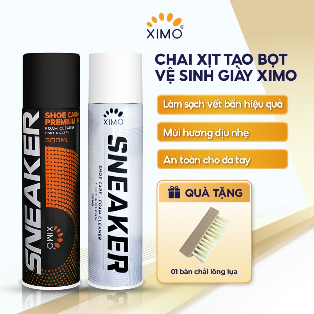 Chai xịt tạo bọt vệ sinh giày XIMO, Bình xịt vệ sinh giày, tẩy trắng đế giày 300ml XVSG02