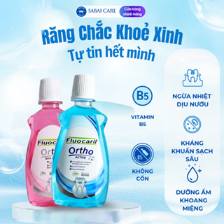 Nước súc miệng chăm sóc răng niềng Sabai Fluocaril Thái Lan, nước súc miệng ngừa sâu răng, khử mùi hôi miệng 500ml