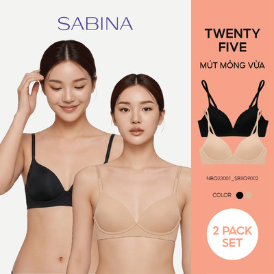 Combo 2 Áo Lót Invisible Không Gọng Không Viền May Mút Mỏng Vừa Fix Twenty Five By Sabina NBQ23001 (Giống SBXQ9002)