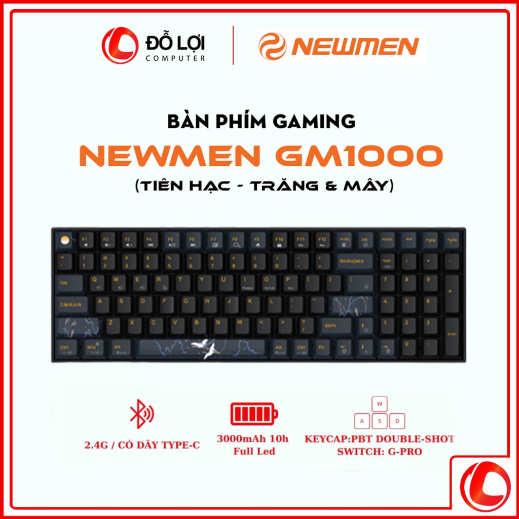 Bàn phím cơ không dây Dual Mode Newmen GM1000 (Phiên bản Tiên Hạc - Trăng & Mây) - Hàng chính hãng