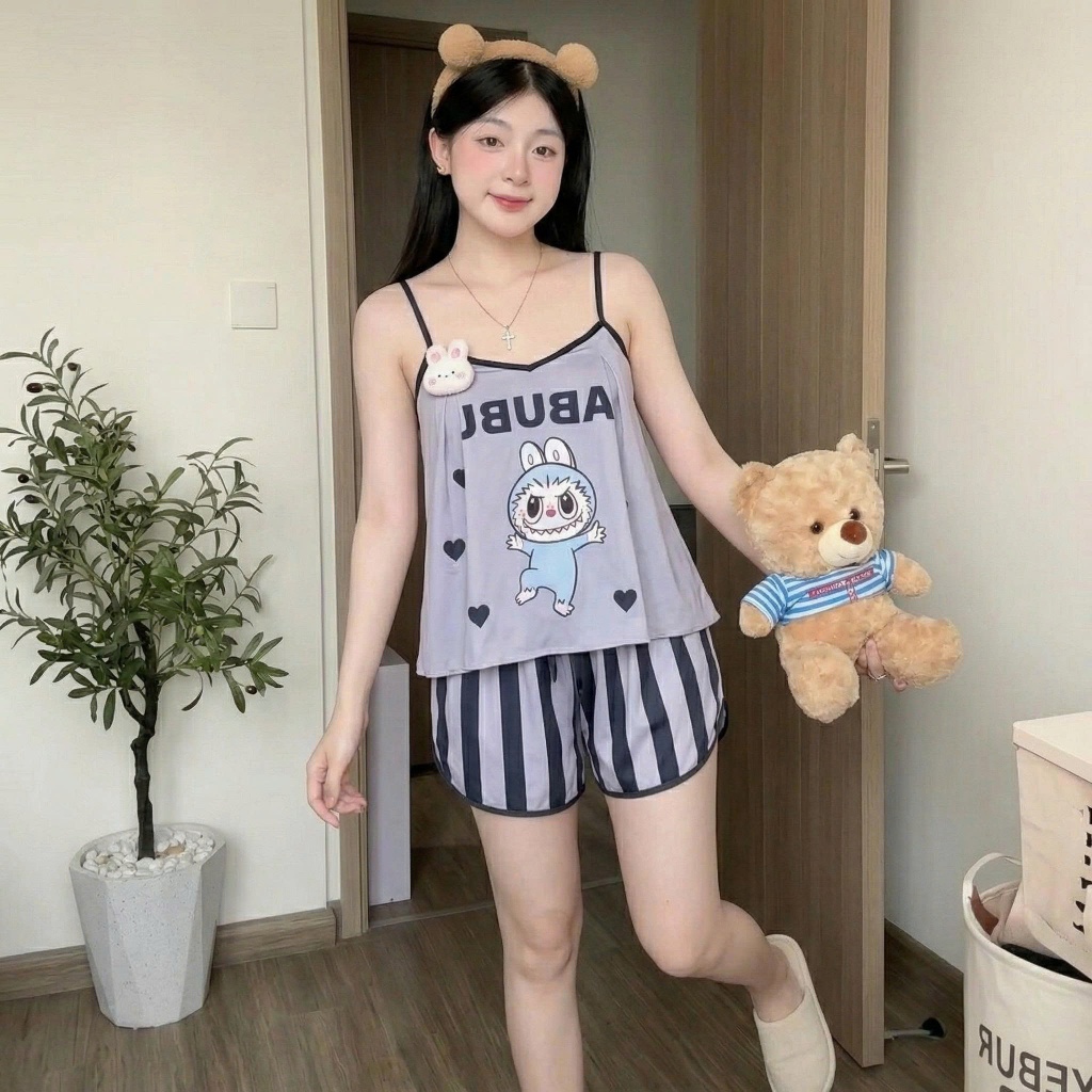 Bộ đồ ngủ pyjama, bộ đồ mặc ở nhà K1, bộ 2 dây lụa Latin | BigBuy360 - bigbuy360.vn