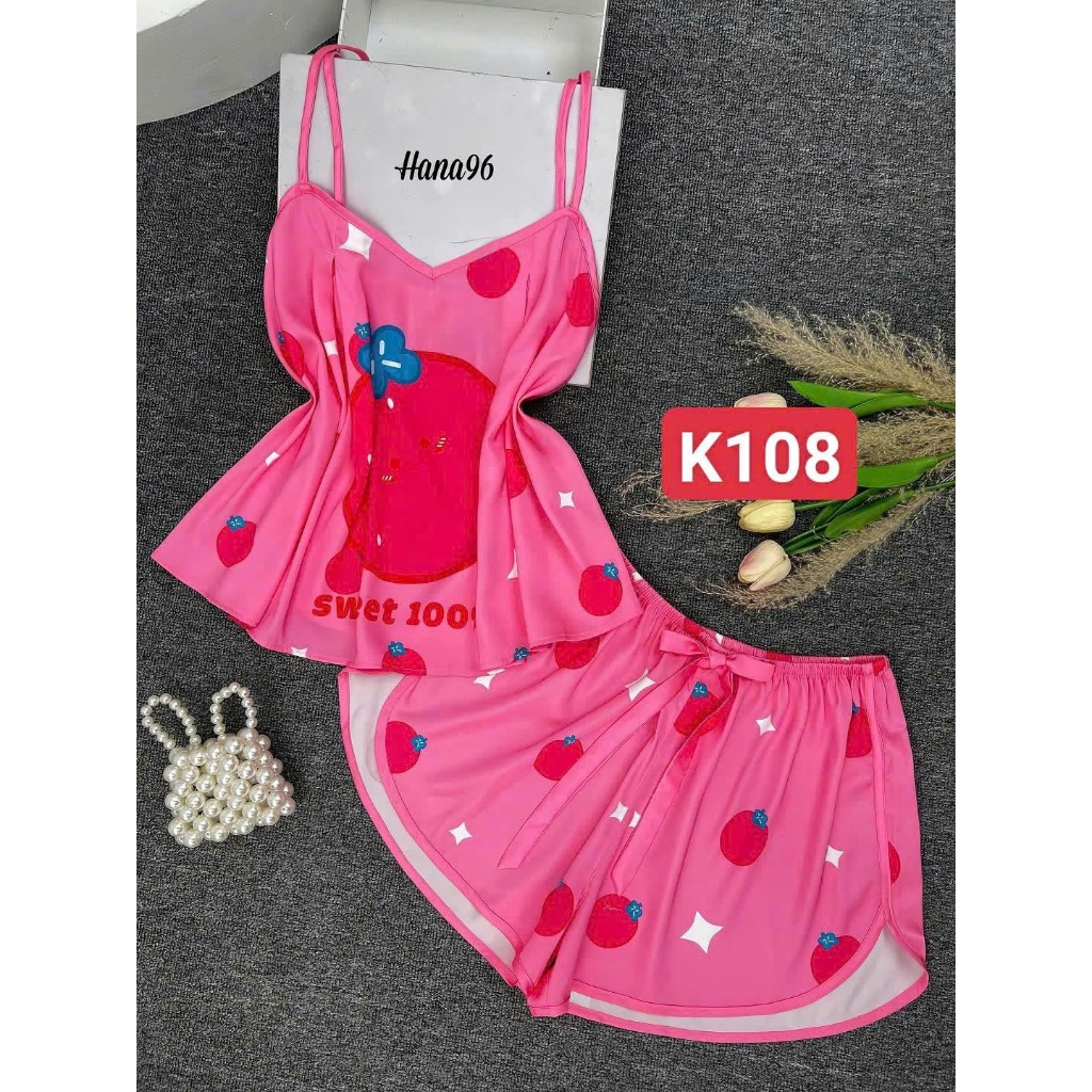 Bộ đồ ngủ pyjama, bộ đồ mặc ở nhà K1, bộ 2 dây lụa Latin | BigBuy360 - bigbuy360.vn