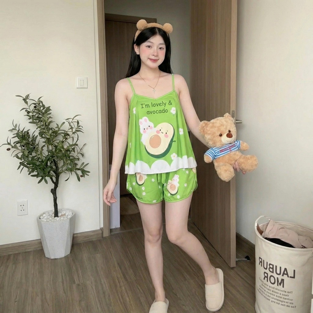 Bộ đồ ngủ pyjama, bộ đồ mặc ở nhà K1, bộ 2 dây lụa Latin | BigBuy360 - bigbuy360.vn