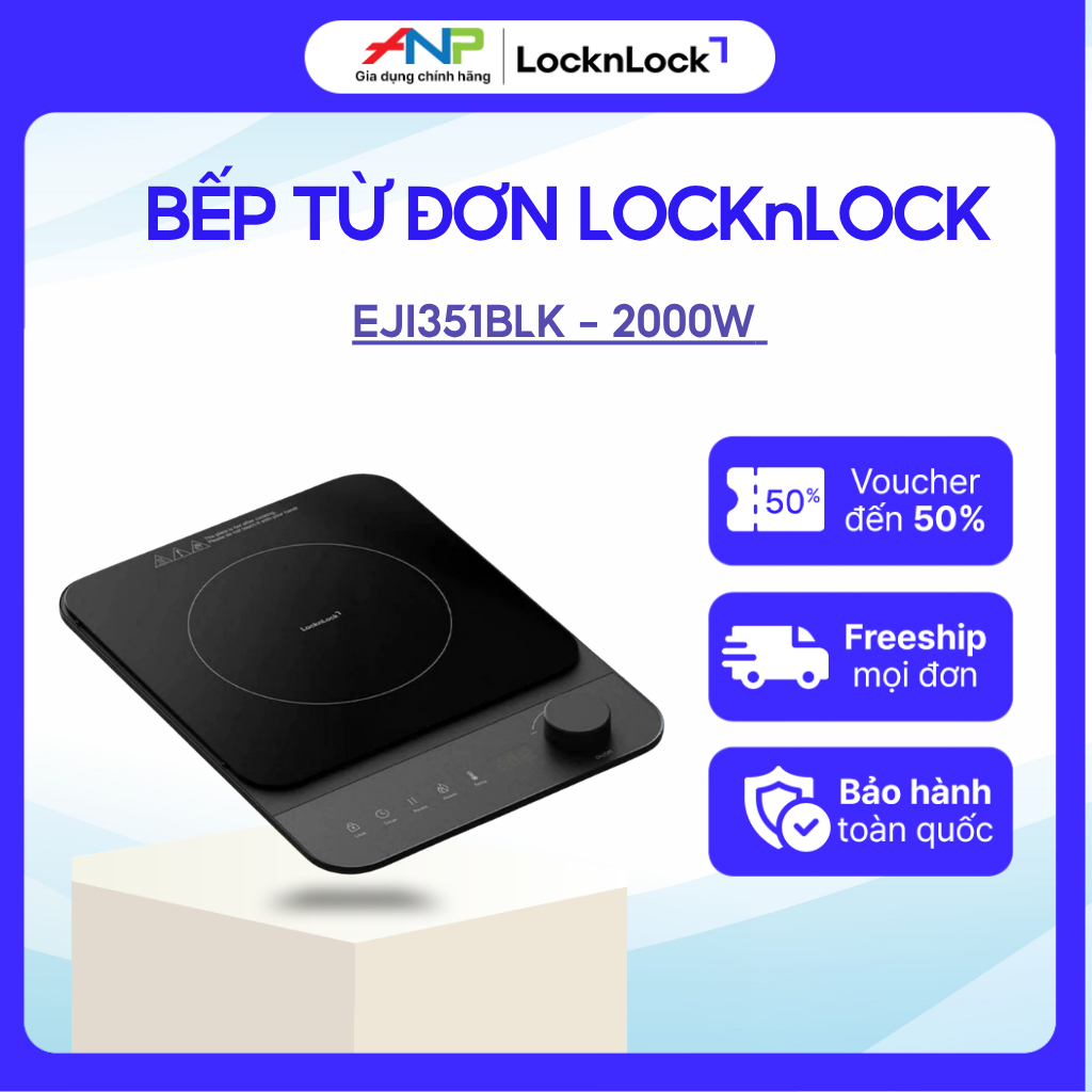 Bếp Từ Đơn LocknLock EJI351BLK  2000W –  Công suất lơn , Điều Khiển Cảm Ứng, Hàng chính hãng