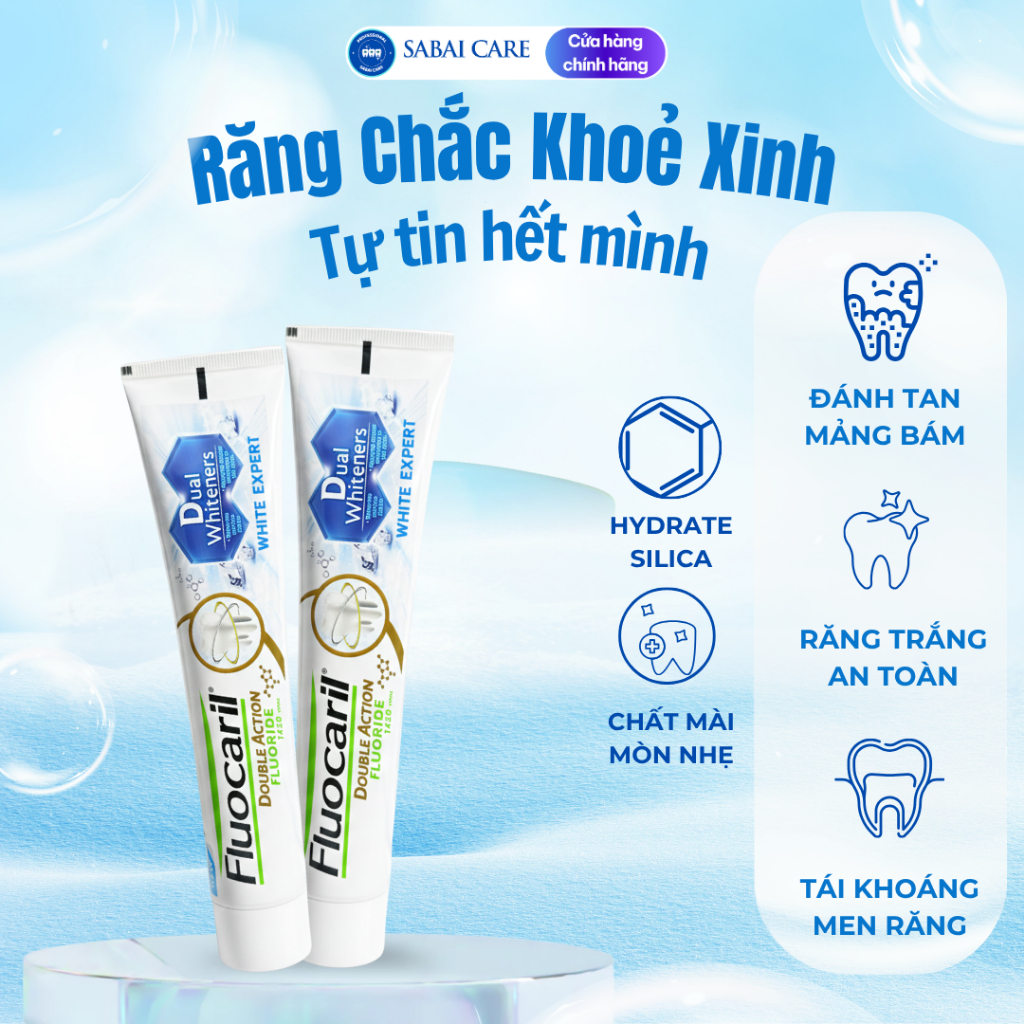 Kem đánh răng làm trắng nội địa Thái Fluocaril White Expert, làm trắng an toàn, bảo vệ men răng chín