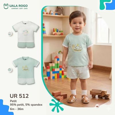 Bộ cộc tay cho bé Ualarogo 6 tháng - 3 tuổi vải Petit mềm mịn co giãn thoáng khí UR 512