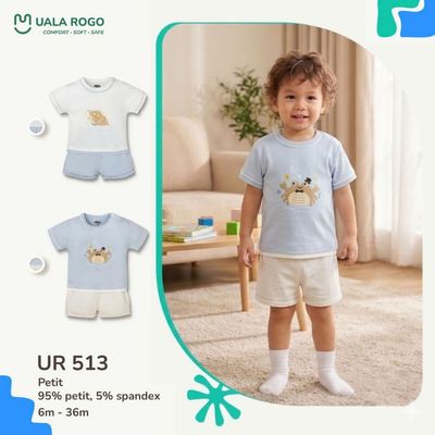 Bộ cộc tay cho bé Ualarogo 6 tháng - 3 tuổi vải Petit mềm mịn co giãn thoáng khí UR 513