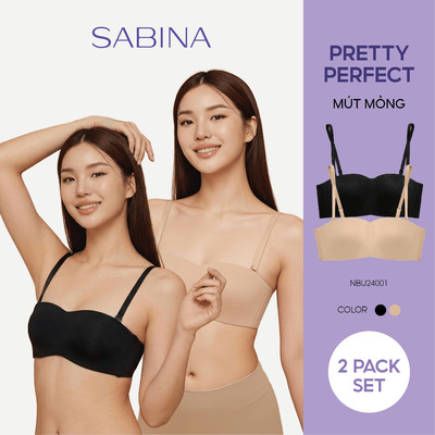 Combo 2 Áo Lót Mút Mỏng Cup Ngang Không Gọng Không Viền May Màu Trơn Braless Pretty Perfect By Sabina NBU24001