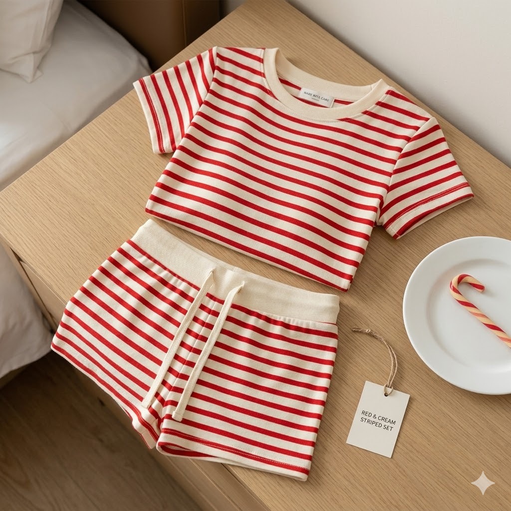 SET Áo Thun Nữ Kẻ Sọc Phối Quần Ngắn Dáng Ôm Kiểu Năng Động La_belle_18 | BigBuy360 - bigbuy360.vn