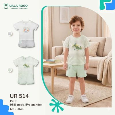 Bộ cộc tay cho bé Ualarogo 6 tháng - 3 tuổi vải Petit mềm mịn co giãn thoáng khí UR 514