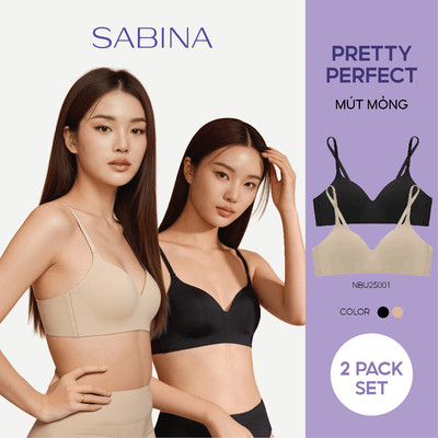 [Độc quyền Online] Combo 2 Áo Lót Không Gọng Không Viền May Mút Đệm Mỏng Vừa 1.5cm  Pretty Perfect By Sabina NBU25001