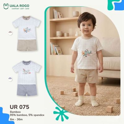 Bộ cộc tay cho bé Ualarogo 6 tháng - 3 tuổi vải Sợi tre Bamboo mềm mại co giãn thoáng khí UR 075