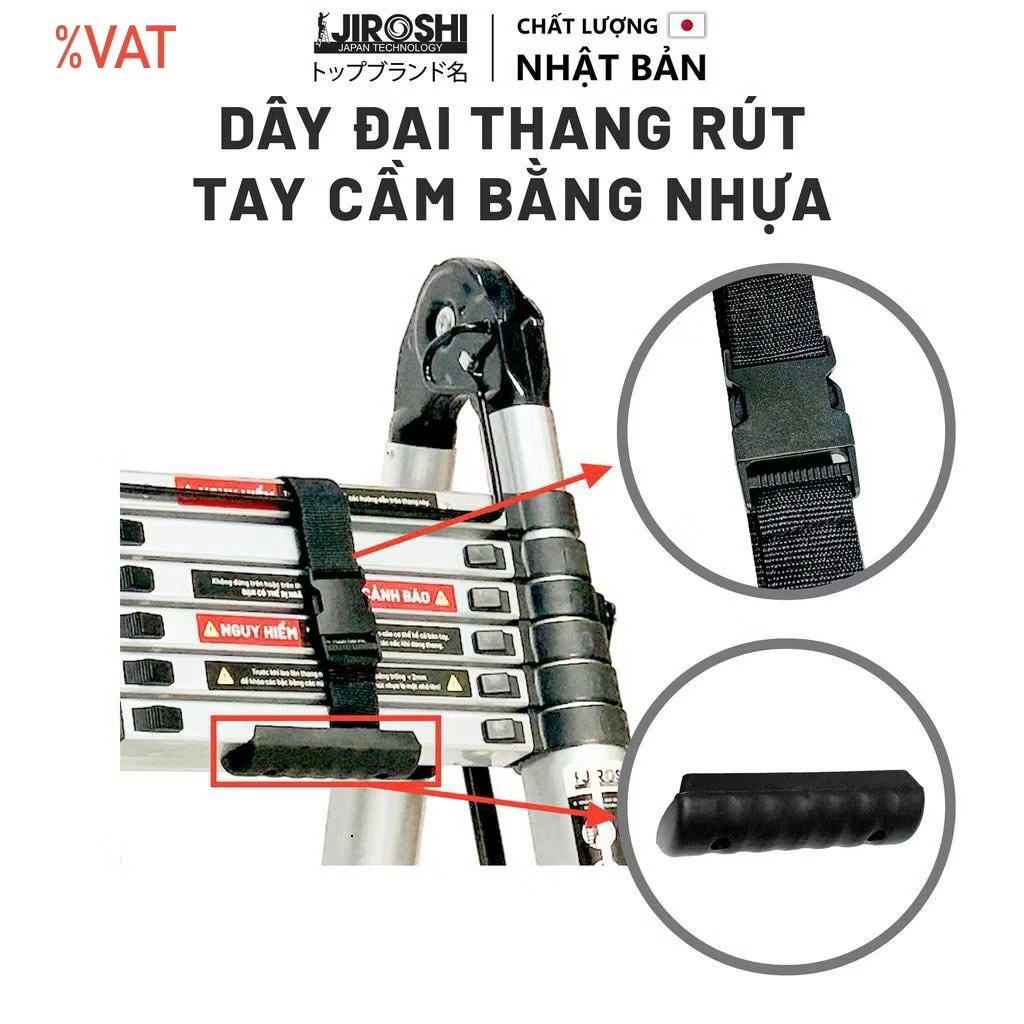 Phụ Kiện Thang Rút JIROSHI: Dây Đai và Tay Cầm Nhựa Chắc Chắn