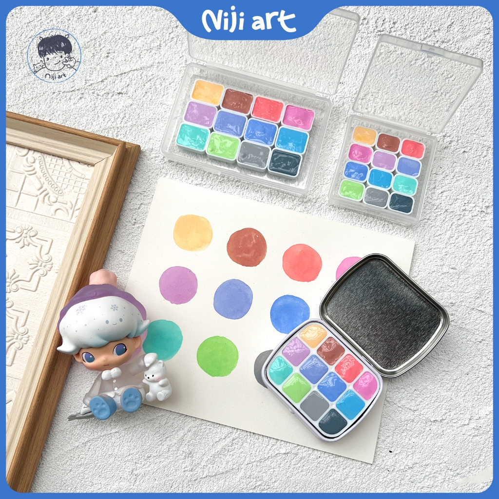 Pocket màu nước White Nights tông Pastel set 12 màu 0.5ml - 1.6ml