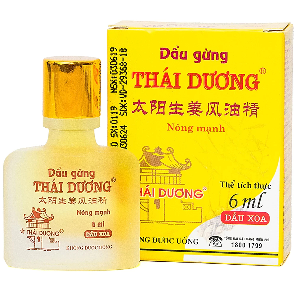 Dầu gừng Thái Dương 6ml nóng mạnh