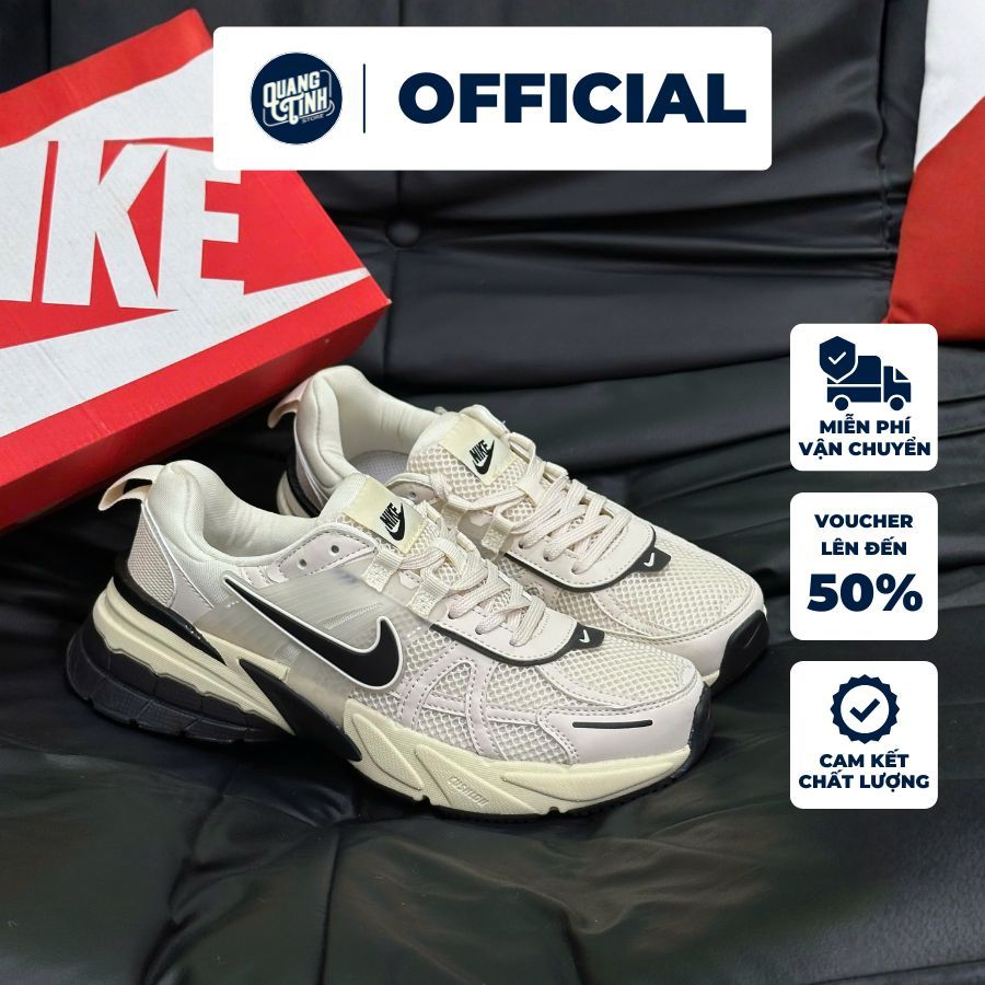 Giày Nike V2K Run Summit White Black Phối Màu Kem Đen Trendy Full Box Cho Nam Nữ
