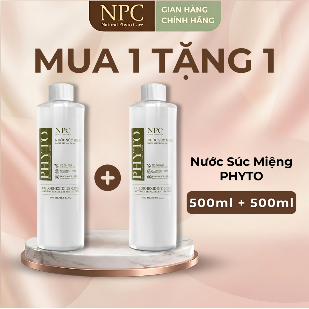COMBO 2 chai nước súc miệng Phyto làm sạch, khử hôi miệng, tinh dầu thiên nhiên 500ml/chai - NPC PHA