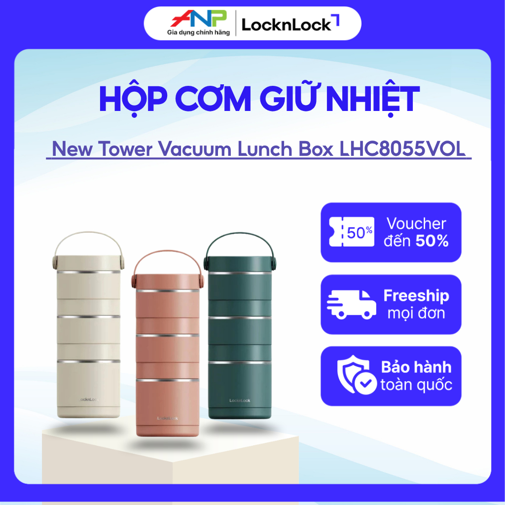 Hộp Cơm Giữ Nhiệt LocknLock LHC8058 3 Ngăn – Inox 304, Dùng Văn Phòng, An Toàn, hàng chính hãng