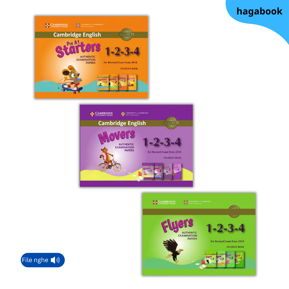 Sách - [Bản Gộp] CAM Starters - Flyers - Movers bộ 4 cuốn Authentic Examination 2018 - Tặng mp3