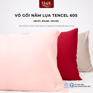 Vỏ gối nằm Lụa Tencel 60s kích thước 48x74 60x80 45x130 cm trơn màu Mướt Bedding áo gối 100% Tencel cao cấp