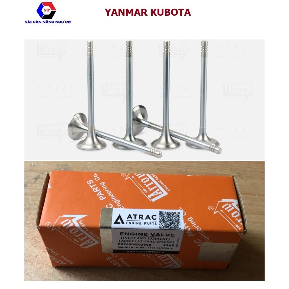 Bộ xú páp (nạp/thải) máy Yanmar TS130 Kubota RV320 RV325 ER2200 ER2500 EV2400 EV2600