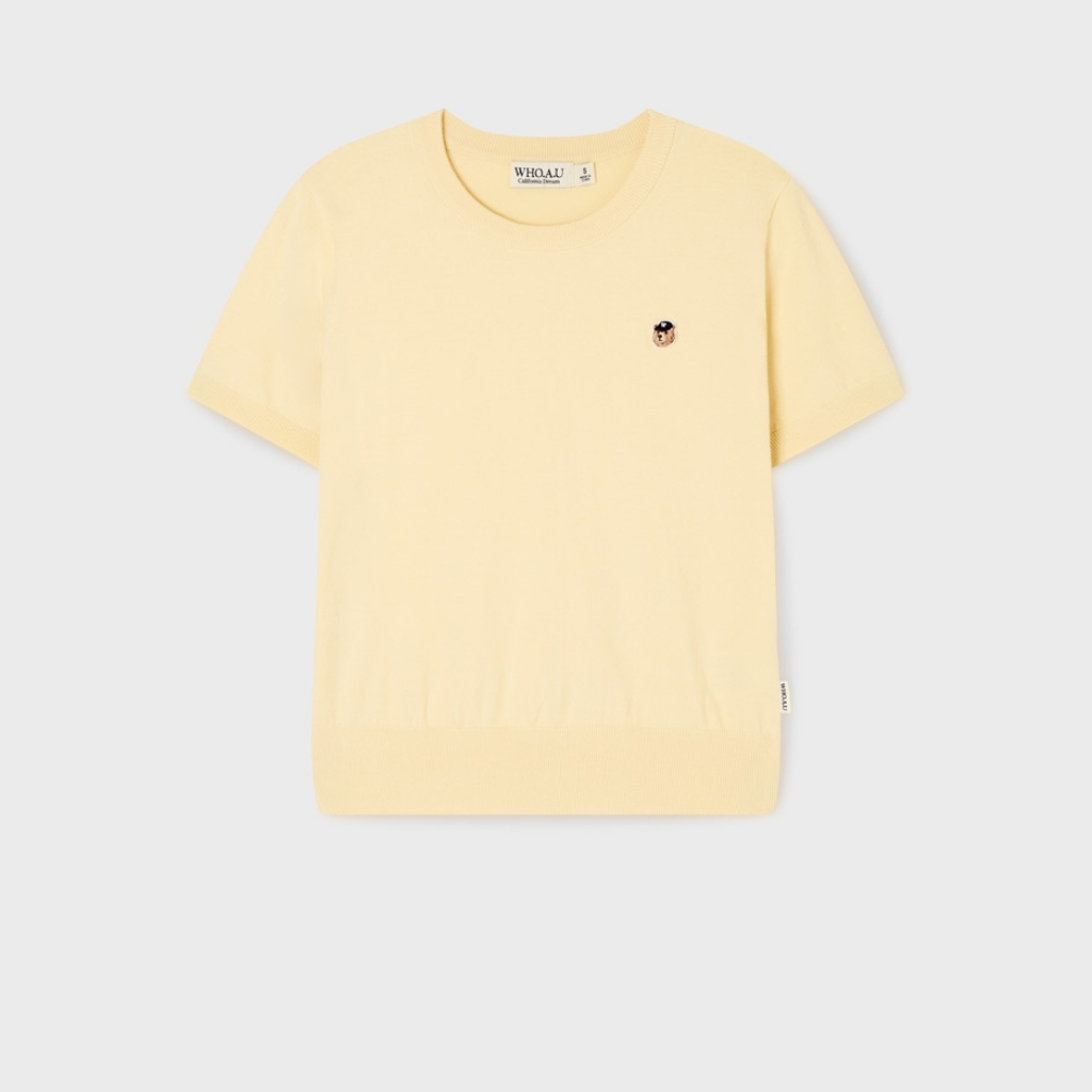 Áo Sweater Mùa Hè WHO.A.U Steve R-neck Plain Short Sleeve Sweater_WHKAG2425F