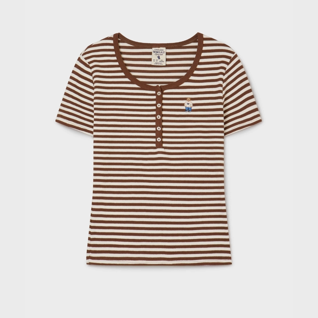 Áo Thun WHO.A.U Steve Ribbed Henry Neck T-shirt[B]_WHRAG2452F