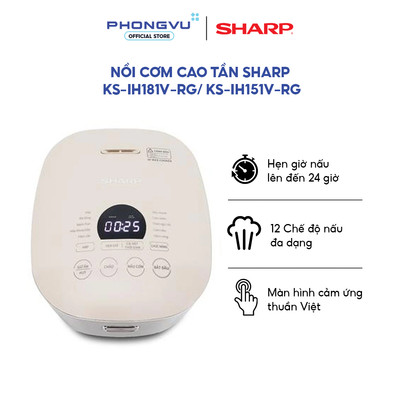 Nồi cơm điện cao tần Sharp 1.5L/1.8L - Công nghệ IH - Nhiệt 3D - Cảm ứng tiếng Việt - Bảo hành 12th