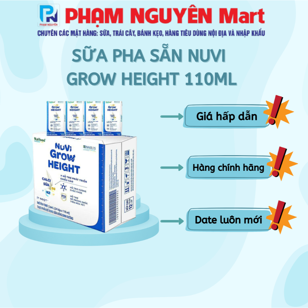 SỮA PHA SẴN NUVI GROW HEIGHT 110ML ( THÙNG 24 HỘP )