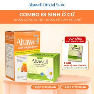 Combo Đi Sinh Altawell Khăn Y Tế Gừng Nghệ & Khăn Vệ Sinh Phụ Nữ - Hỗ Trợ Làm Sạch, Khử Mùi, Lành Tính