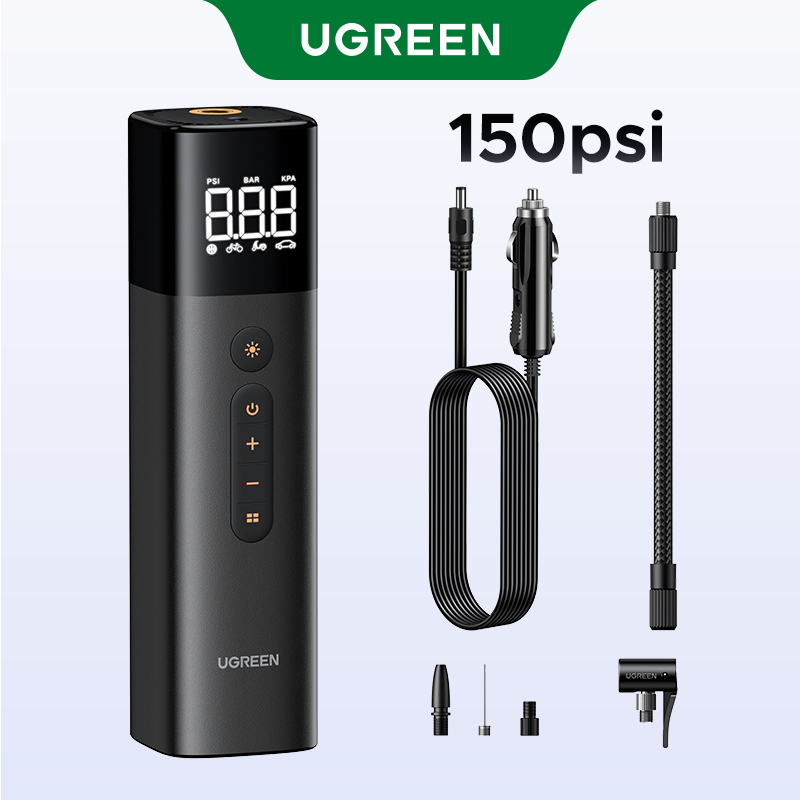 Máy bơm không khí ô tô UGREEN Máy nén khí di động cho ô tô Xe máy Xe đạp Máy bơm lốp điện với màn hình kỹ thuật số LCD | BigBuy360 - bigbuy360.vn