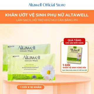 Khăn Ướt Vệ Sinh Phụ Nữ Altawell Initimate Wipes Gói 10 Khăn  Hỗ Trợ Làm Sạch Khử Mùi Côbé, Ngừa Vi/êm N/ấm, Khô Rát