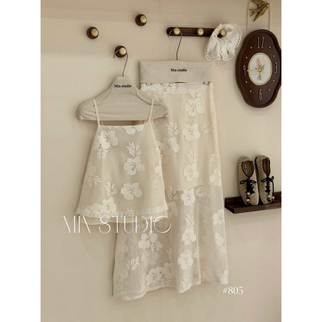 [PORO Clothing ] 805 set đầm 2 dây ren
