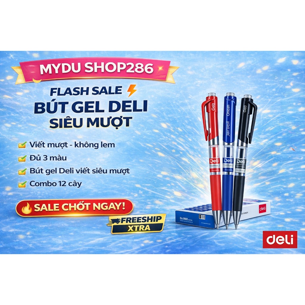 Sỉ 1 Hộp 12 Bút Gel Deli S01,Hộp 20 ngòi bút S206