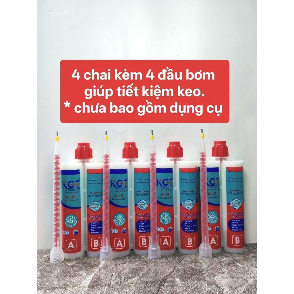 KEO EPOXY CHÀ RON MẠCH GẠCH, KEO CHÍT RON GẠCH 2 THÀNH PHẦN ( 4 chai lẻ)